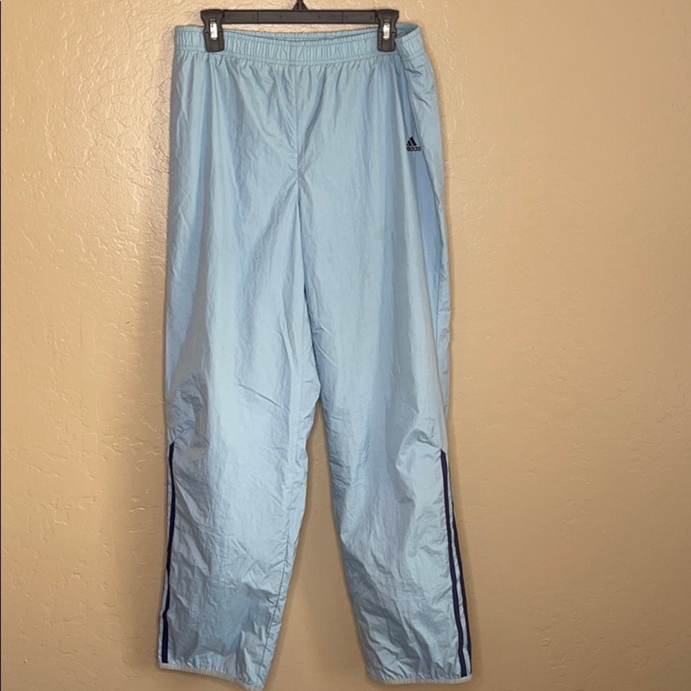 Vintage Adidas tracksuit bottoms in blue w Stripe